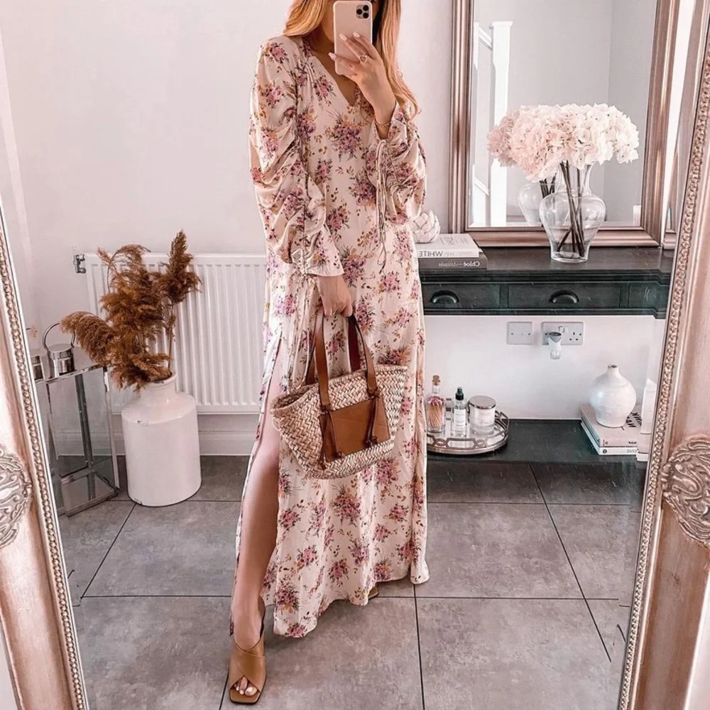 MANGO rushed maxi floral dress bloggers favorite zara competitor brand - Picture 8 of 16